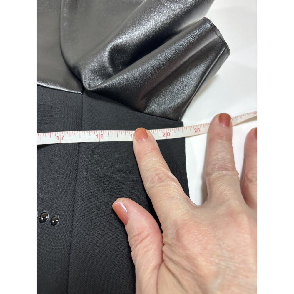 Akris Punto Mock Neck Knee Length Dress Black 12 Studded Faux Leather Pockets - Picture 5 of 10